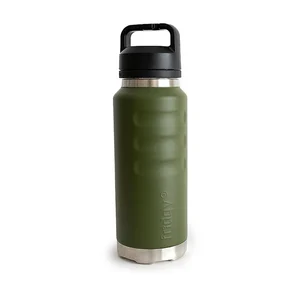 1080ml Grip Bottle With "Guzzler" Wide Mouth - Commando Green by FRIDGY