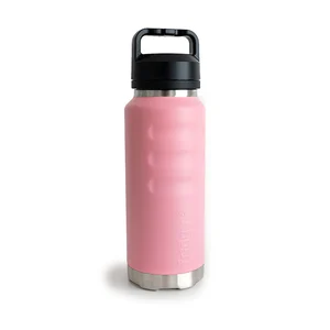 1080ml Grip Bottle With "Guzzler" Wide Mouth - Dusky Pink by FRIDGY