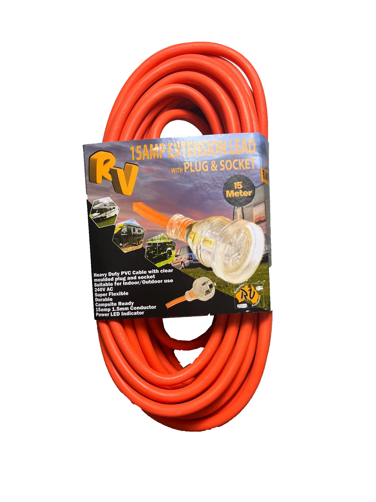 15M Australian RV 15amp Extension Lead