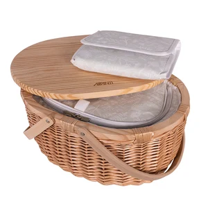 2 Person Pinewood Top Insulated Picnic Basket - Flora by AVANTI