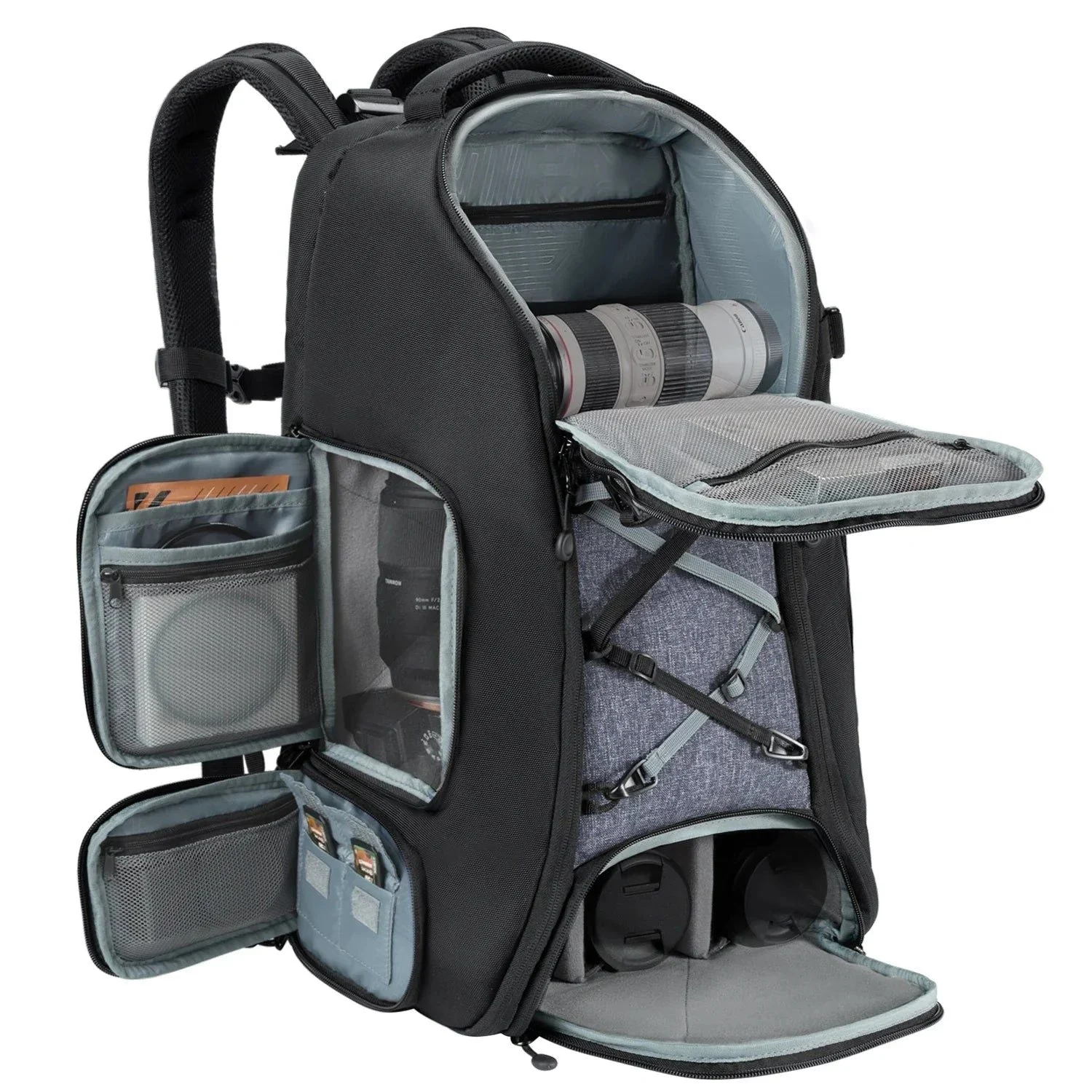 Camera Backpack with Tripod Strap Outdoor Black