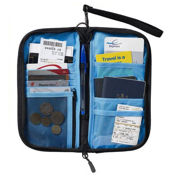 Caribee 25 x 13cm Multi-Pocket Travel Document Wallet (Charcoal)