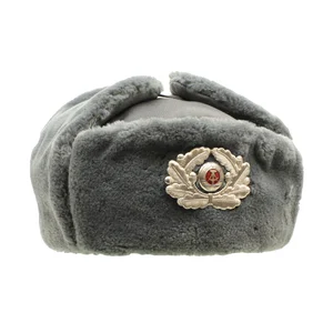 East German Faux Fur Hat Officer- MILITARY SURPLUS