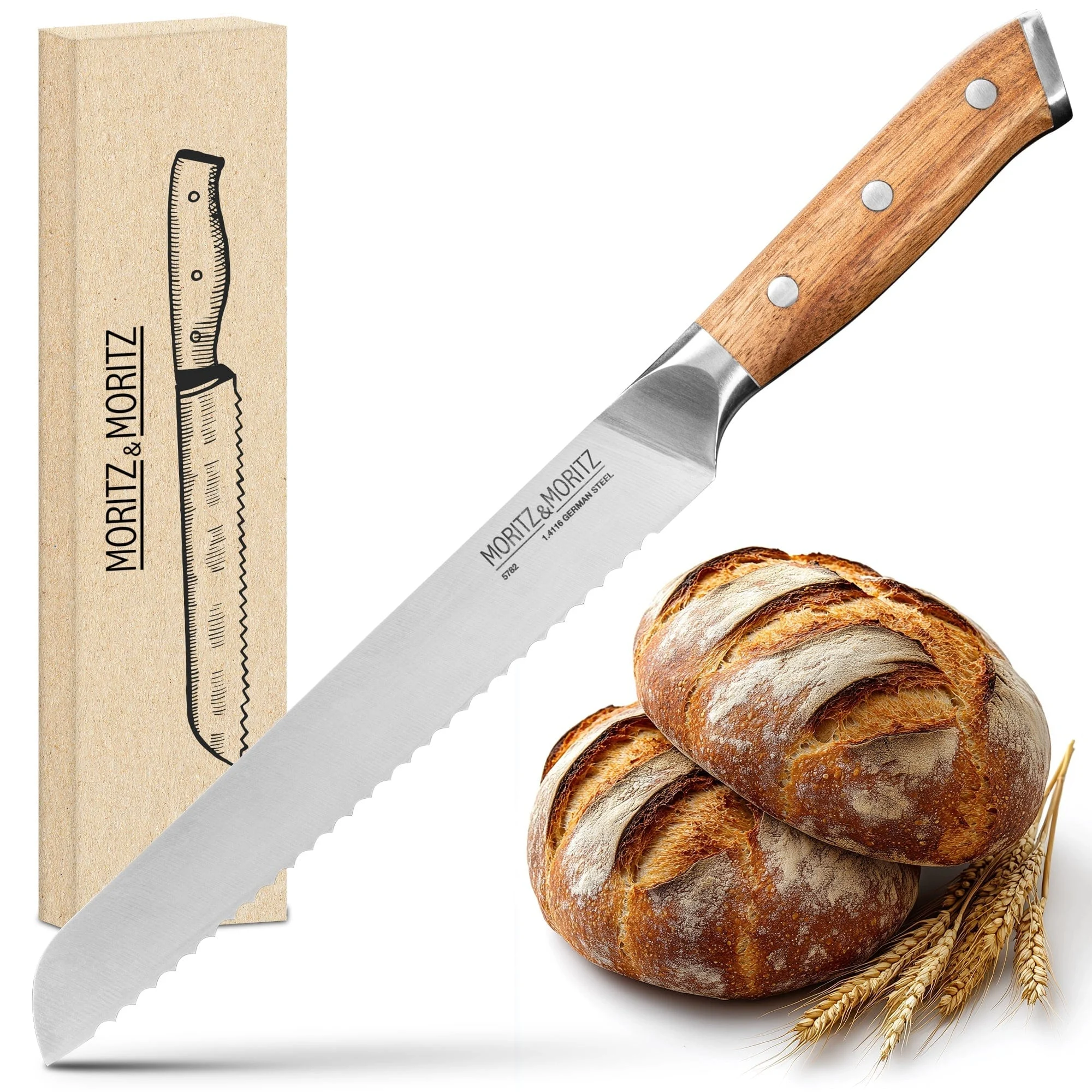 German Steel Professional Bread Knife (8 inches) by Moritz & Moritz