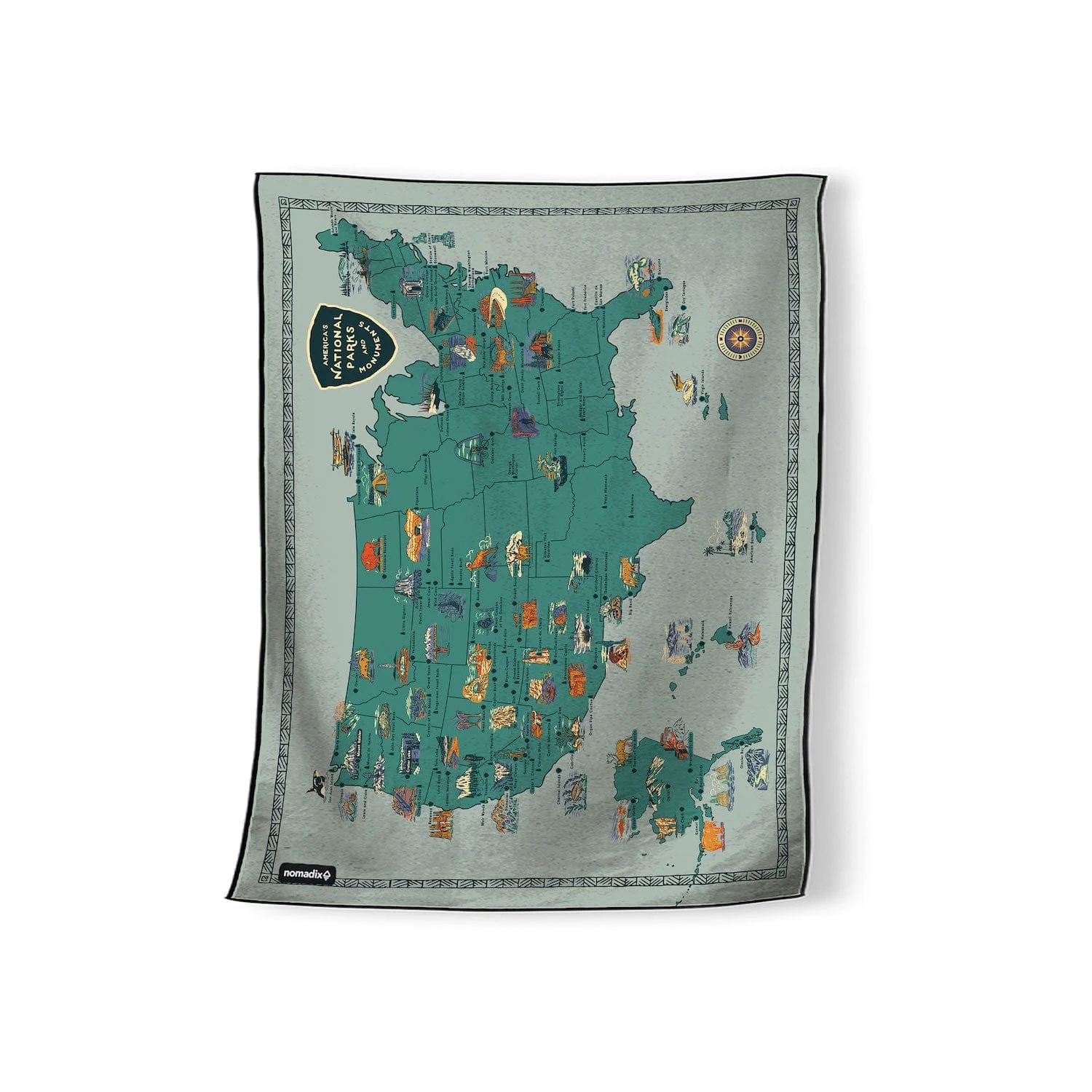 Nomadix Blanket Towel: National Parks and Monuments Map